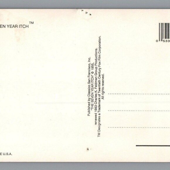 Marilyn Monroe Postcard Seven Year Itch 1955 Renewed 1983 Unposted PC USA - Picture 2 of 4